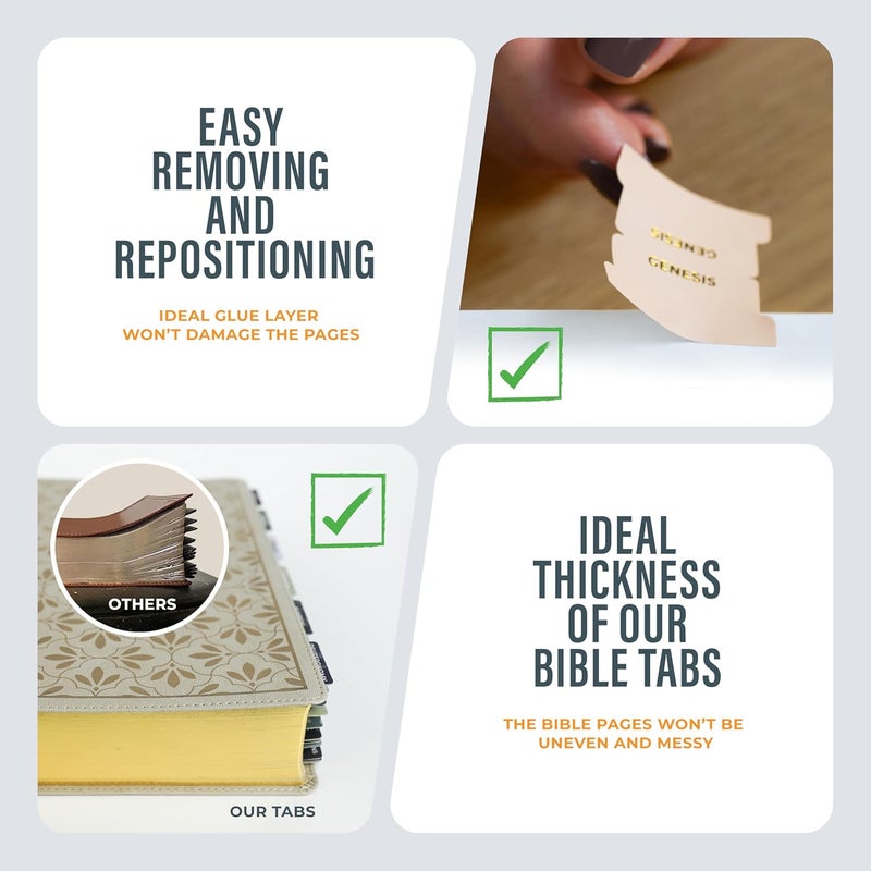 OFFILICIOUS Bible Book Tabs, 100 Soft-Touch, Laminated Bible Tabs for Holy Bible, Durable Tabs for Bible, Protestant & Catholic Bible Tabs, Pink Bible Tabs for Women - Image 5